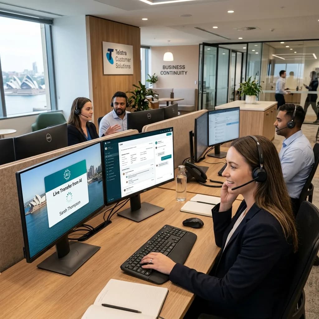 Business support team working alongside AI-assisted customer communication workflows