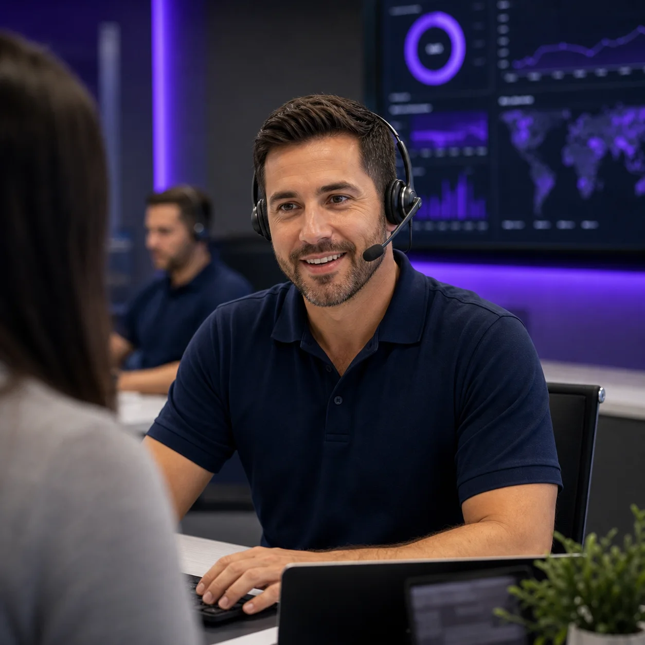 C9 Australian support specialist assisting a customer with managed Business nbn connectivity